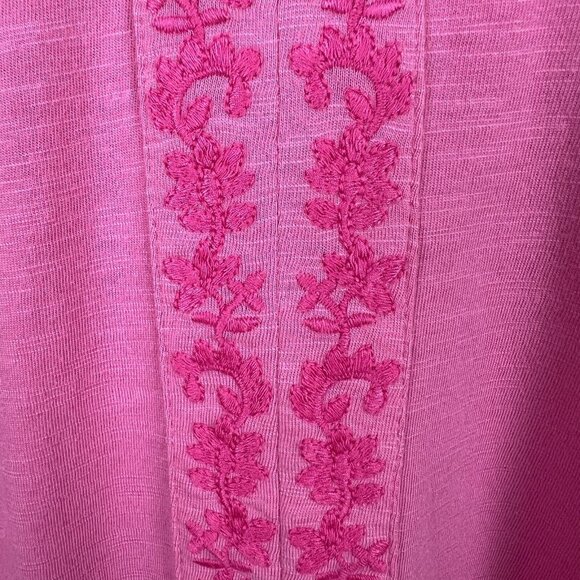 Soft Surroundings Tunic Top Womens Petite‎ Medium PM Pink Embroidered V-Neck 3/4 - Picture 5 of 11